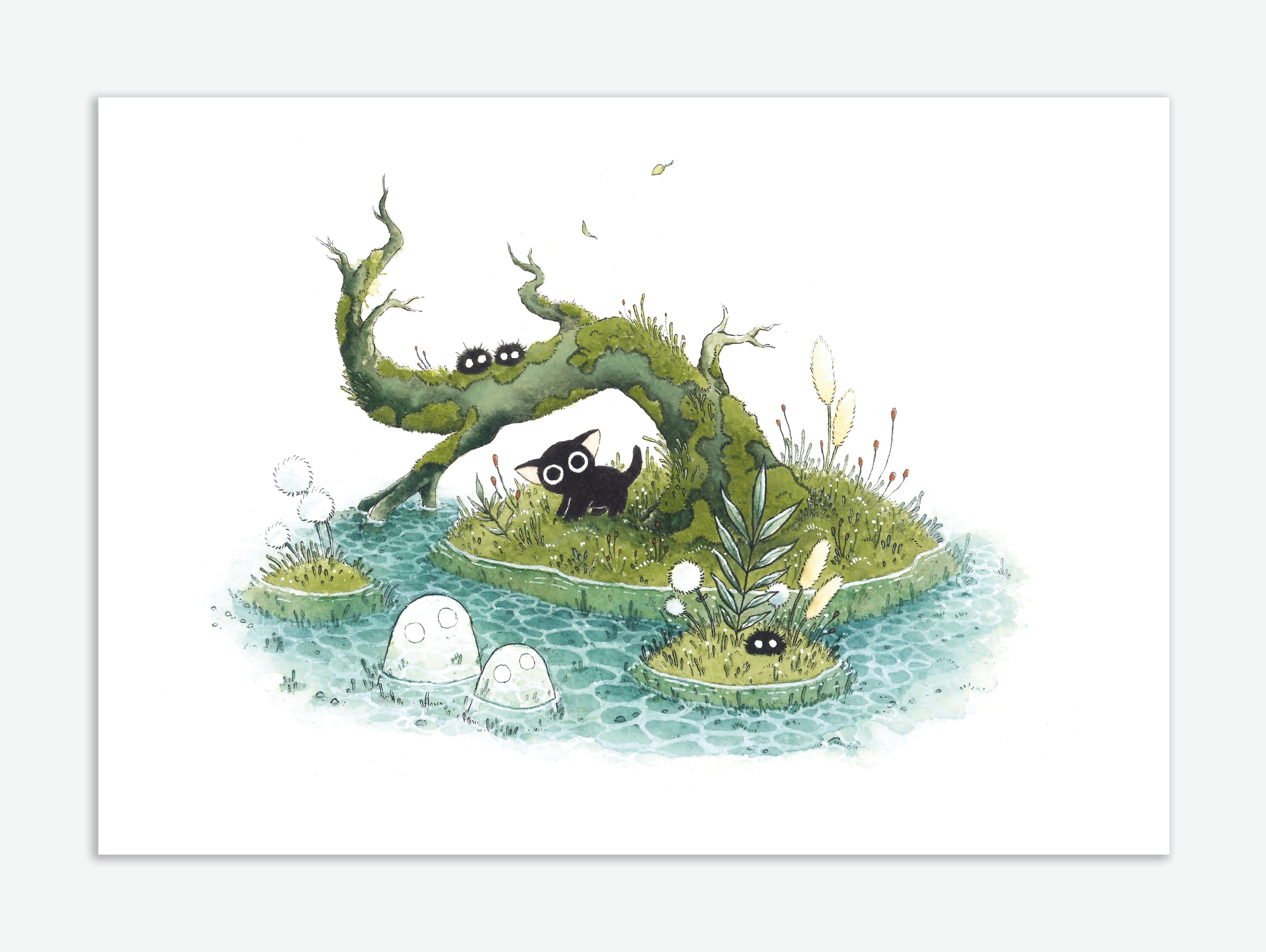 "The Cat and The Sprites" Art Print